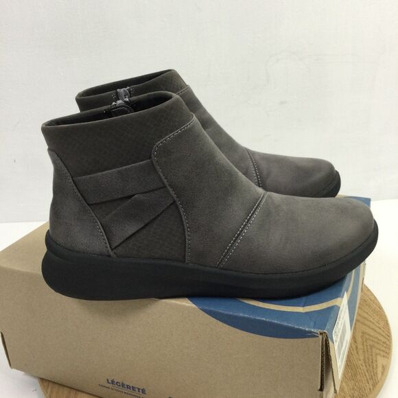 Clarks Women's SILLIAN 2.0 HI Crossed straps Side zipper Ankle Boots Gray 6M NWB - Picture 2 of 9